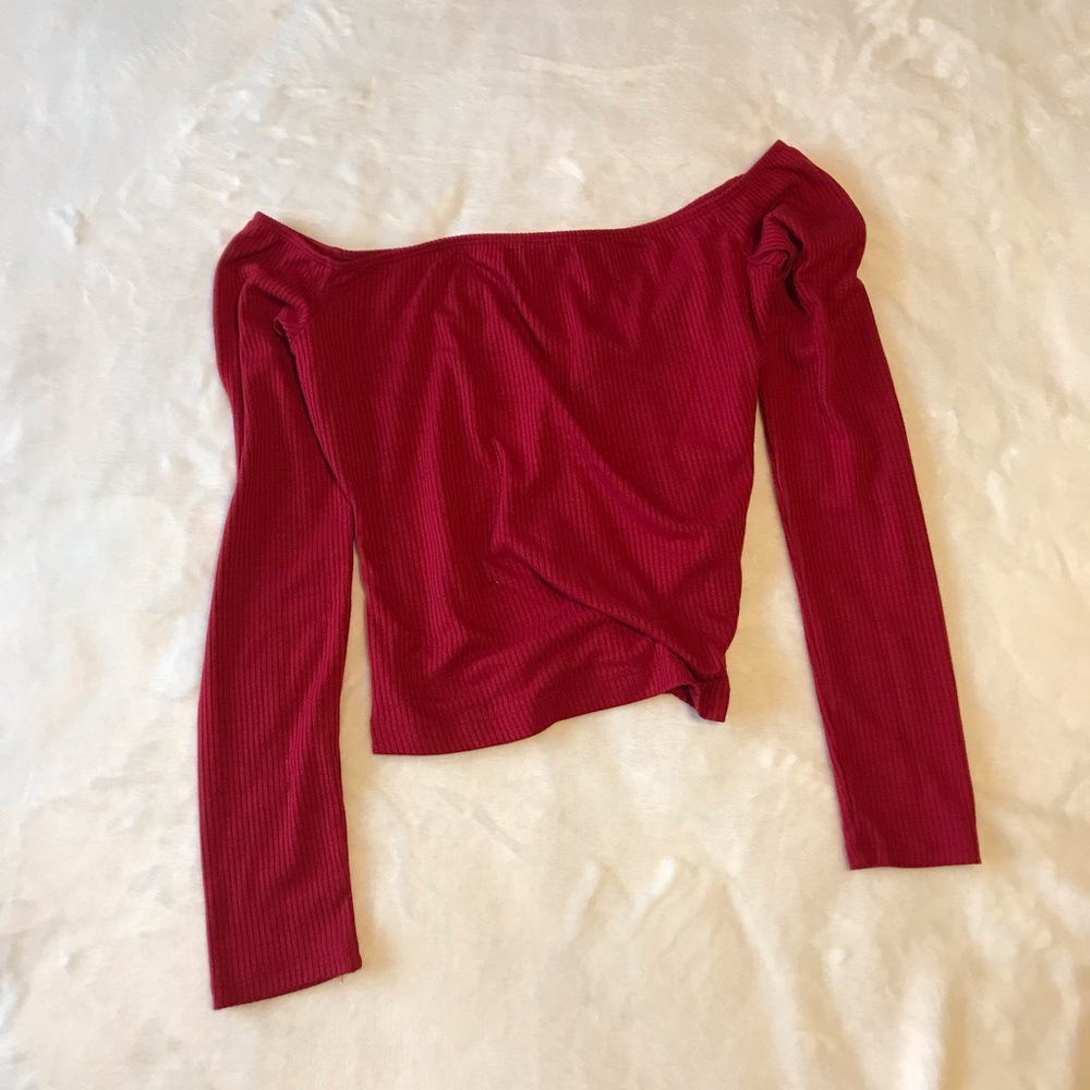 Off shoulder red top